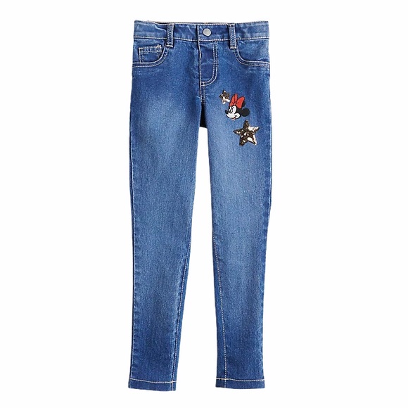 NEW Disney's Kids Minnie Mouse Sequin Jeans Blue Small - Picture 1 of 7